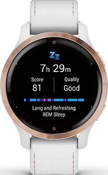 Garmin Venu 2S 40 mm or rose avec bracelet en cuir blanc [Wi-Fi]