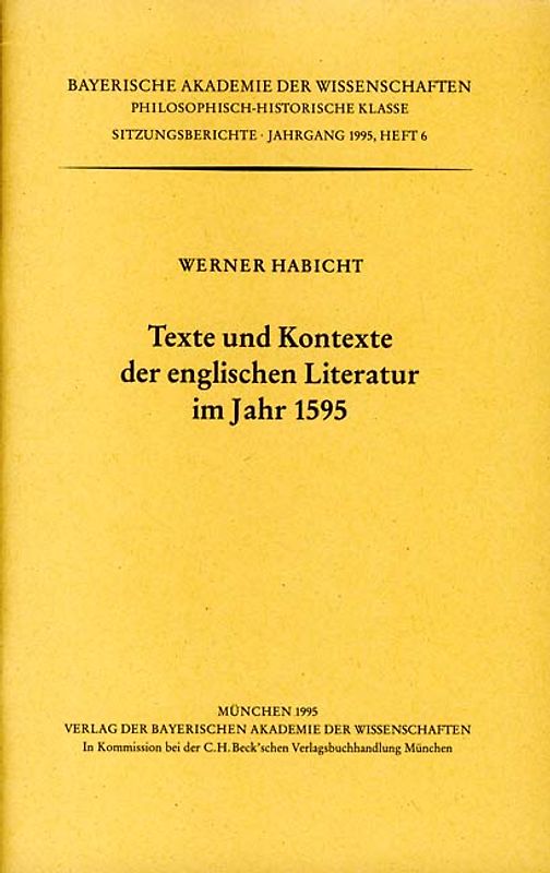 Texte und Kontexte der englischen Literatur im Jahr 1595