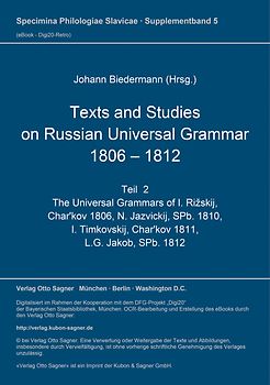 Texts and studies on Russian universal grammar 1806 - 1812