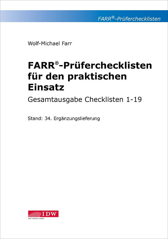 Farr, Prüfercheckl. 34. Erg.Lief. z. Grundwerk, inkl. CL 4,7 + 9