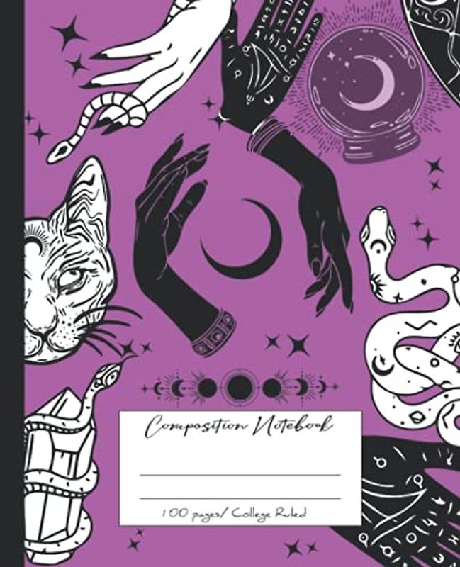 Boho Composition Notebook: Boho mystical halloween notebook gift for girls. Girls Boho notebook for school.