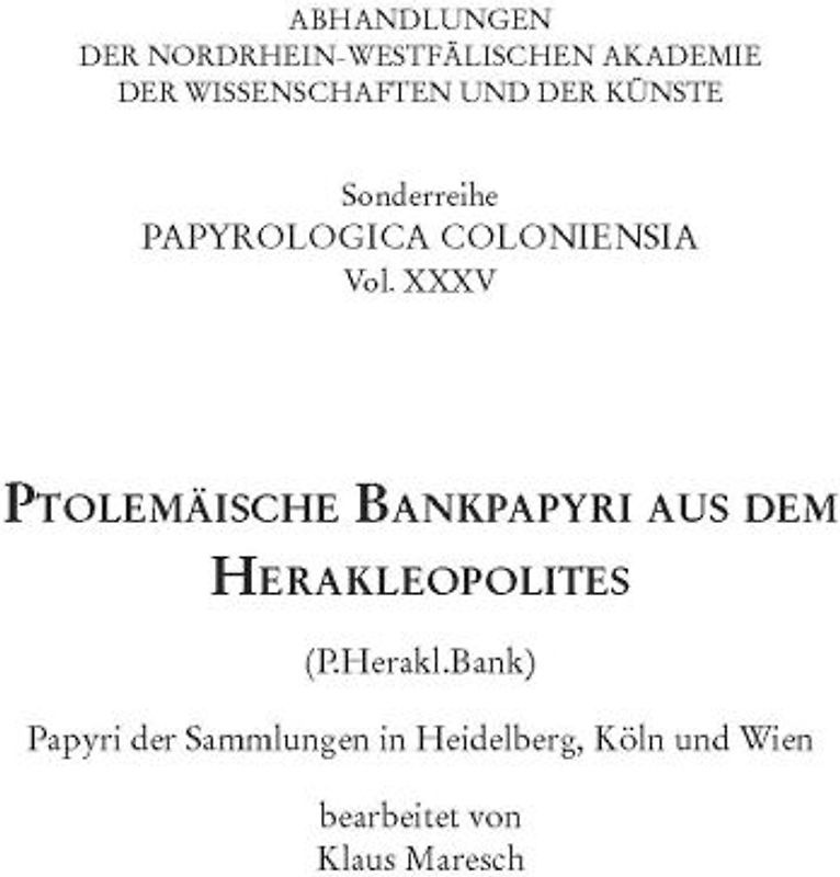 Ptolemäische Bankpapyri aus dem Herakleopolites (P.Herakl.Bank)