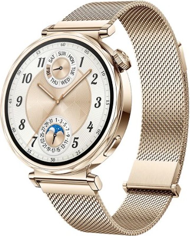 Huawei Watch GT 5 41 mm Caja de acero inoxidable en oro - Pulsera Milanese Loop oro