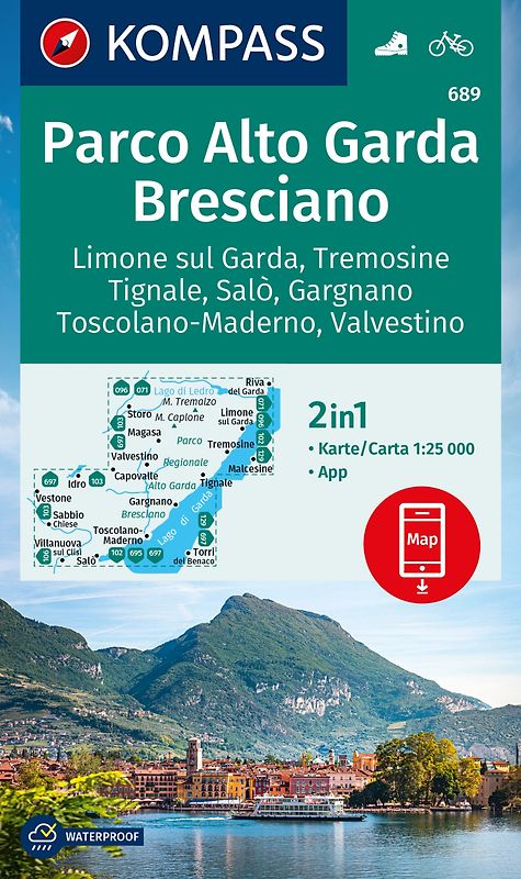 KOMPASS Wanderkarte 689 Parco Alto Garda, Bresciano, Limone sul Garda, Tremosine, Tignale, Salò, Gargnano, Toscolano Maderno, Valvestino 1:25.000