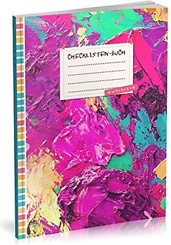 Checklisten-Buch: To Do Listen Planer | Ca. A5 Softcover | 70+ Seiten mit Titel, Datum & Register | Perfekt für Aufgaben zum Abhaken, Bucket Listen, Reiseplaner uvm. | Motiv „Farbkleckse“