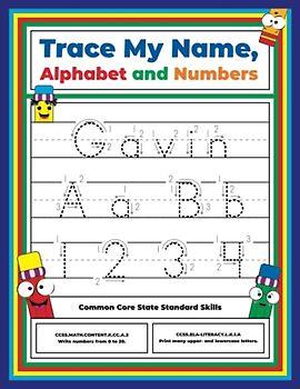 Trace My Name, Alphabet, and Numbers Workbook for Gavin: Letter and Number Tracing with Arrow Guides and Start Dots