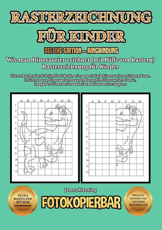 Wie man Dinosaurier zeichnet (mit Hilfe von Rastern) Rasterzeichnung für Kinder