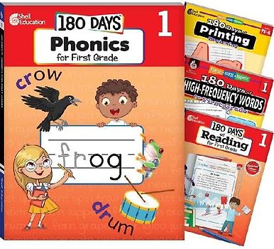 180 Days(tm) Phonics, High-Frequency Words, Reading 2nd Edition, and Printing: Grade 1: 4-Book Set
