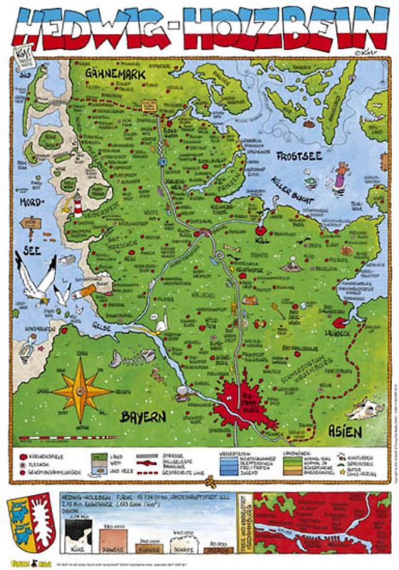 Cartoonlandkarten / Hedwig-Holzbein