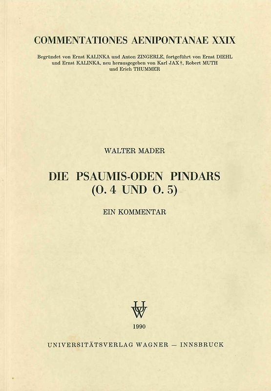 Die Psaumis-Oden Pindars