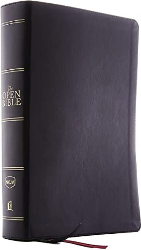 The NKJV, Open Bible, Black Leathersoft, Red Letter, Comfort Print