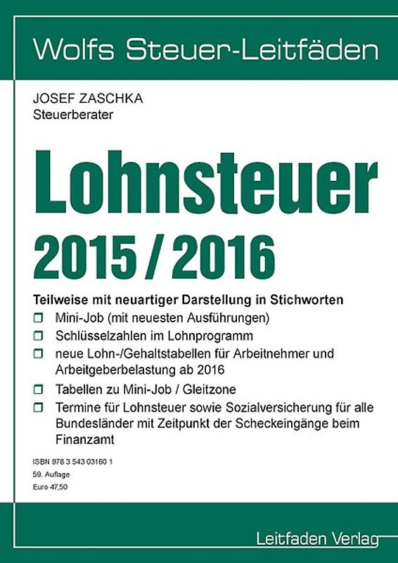 Lohnsteuer 2015 / 2016