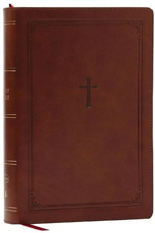 NKJV Giant Print End-Of-Verse Reference Bible, Brown Leathersoft, Red Letter, Comfort Print