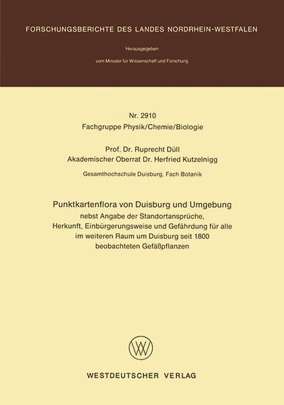 Punktkartenflora von Duisburg und Umgebung