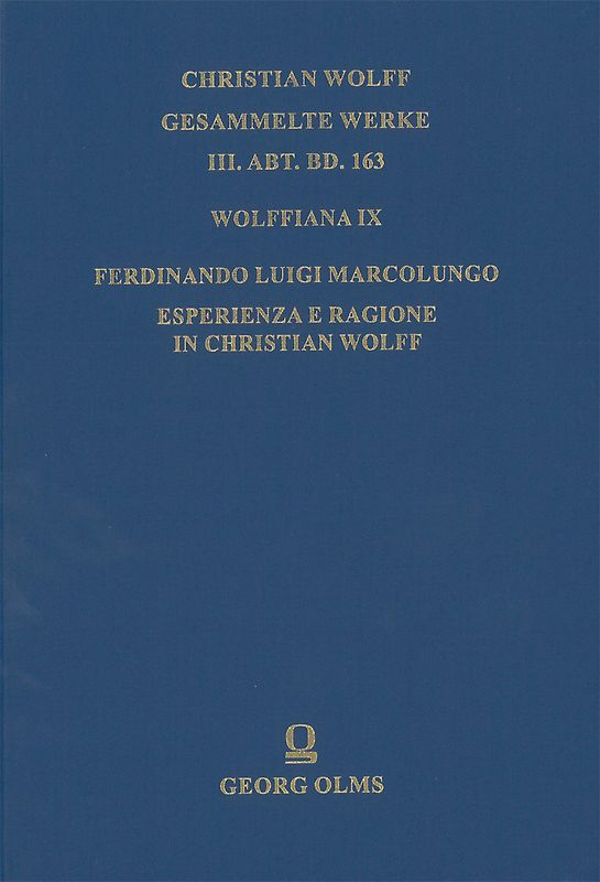 Wolffiana IX: Esperienza e ragione in Christian Wolff