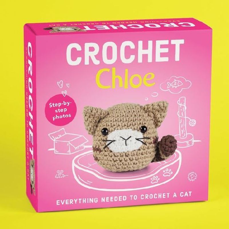 Pil Crochet Kit for Beginners - Chloe the Cat Amigurumi - Complete DIY Kit with Step-By-Step Instructions, Yarn, Hook, Safety Eyes & Stuffing - Make a Stuffed Cat