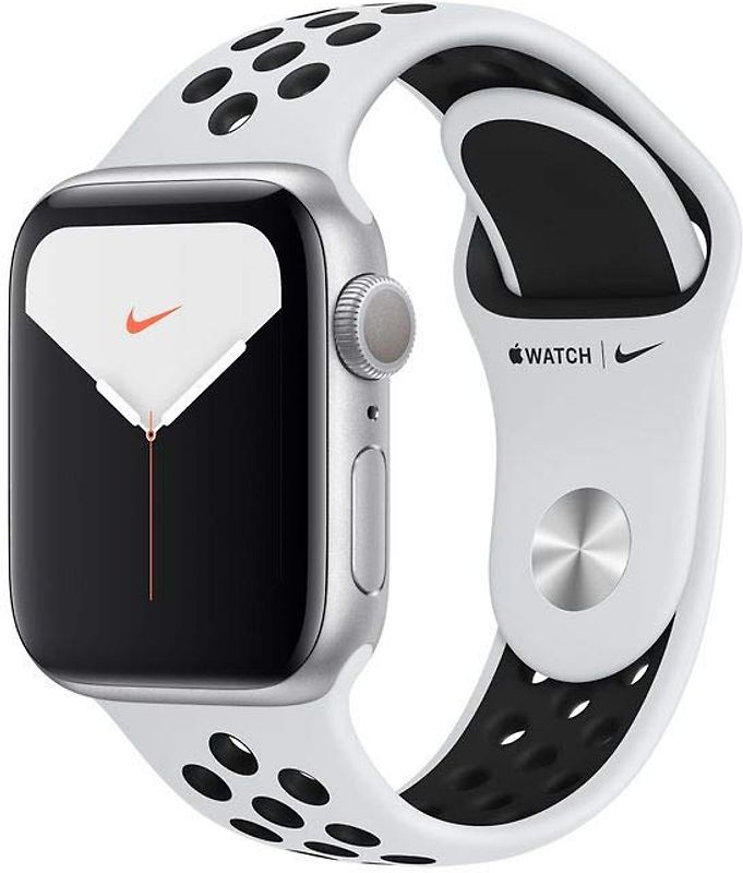 Apple Watch Nike Series 5 40 mm Boîtier aluminium argent Bracelet Sport Nike platine pur/noir [Wi-Fi]