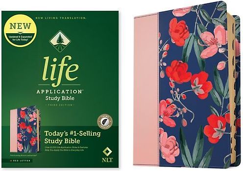 NLT Life Application Study Bible, Third Edition (Leatherlike, Pink Evening Bloom, Indexed, Red Letter)