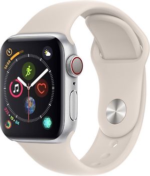 Apple Watch Series 4 40 mm boîtier en aluminium argent avec Bracelet Sport lumière stellaire [Wifi+Cellular]