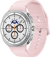 Samsung Galaxy Watch8 Classic 46 mm Boîtier aluminium blanc sur Sport en silicone M/L rose [Wi-Fi]