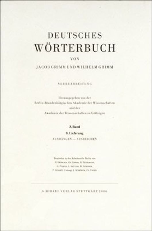 Grimm, Dt. Wörterbuch Neubearbeitung