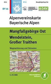 Mangfallgebirge Ost, Wendelstein, Großer Traithen. Wegmarkierung und Skirouten - Topographische Karte 1:25.000