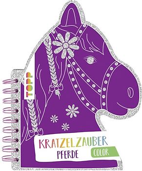 Kratzelzauber Color Pferde (Kratzelbuch in Pferdekopfform)