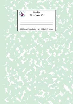 Marble Notebook A5: Mint Green Marble Wide Ruled Journal (Pastel Stationery Notebooks A5)