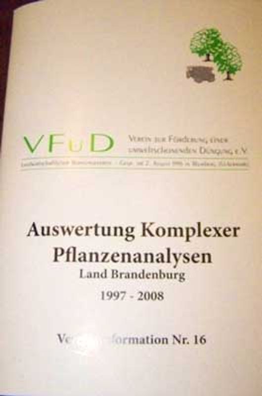 Auswertung Komplexer Pflanzenanalysen, Land Brandenburg, 1997 - 2008!