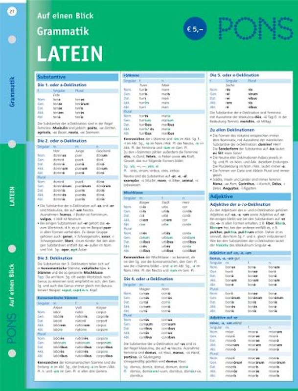 PONS Grammatik auf einen Blick Latein