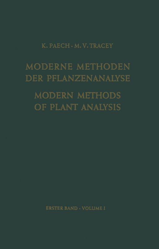 Modern Methods of Plant Analysis/Moderne Methoden der Pflanzenanalyse