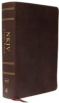 NKJV Study Bible, Premium Calfskin Leather, Brown, Full-Color, Red Letter Edition, Comfort Print