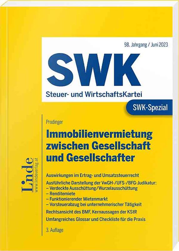 SWK-Spezial Immobilienvermietung zwischen Gesellschaft und Gesellschafter