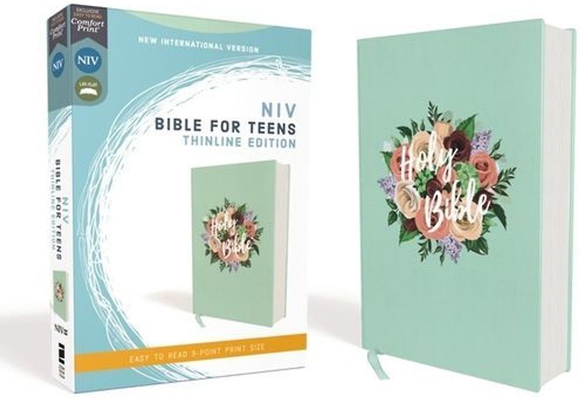Niv, Bible for Teens, Thinline Edition, Cloth Over Board, Floral, Red Letter Edition, Comfort Print