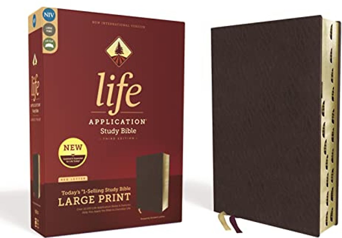 NIV, Life Application Study Bible, Third Edition, Large Print, Bonded Leather, Burgundy, Red Letter, Thumb Indexed: New International Version, Burgundy, Bonded Leather, Red Letter Edition