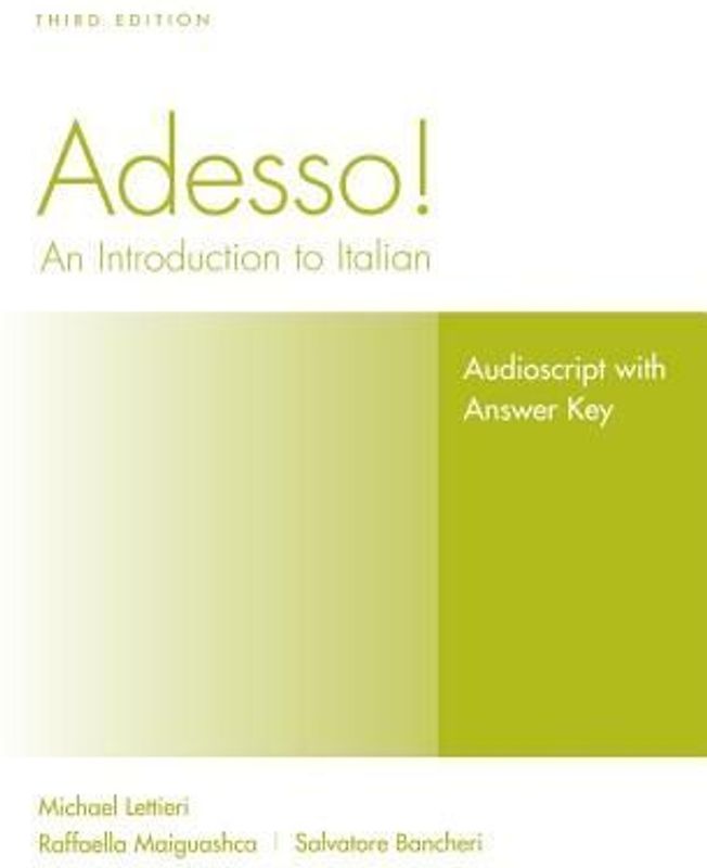 Adesso!, Audioscript and Answer Key Student Solution Manual