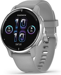 Image of Garmin Venu 2 Plus 43 mm zilverkleurige rand van roestvrij staal met powder grey behuizing en siliconenbandje [wifi] (Refurbished)
