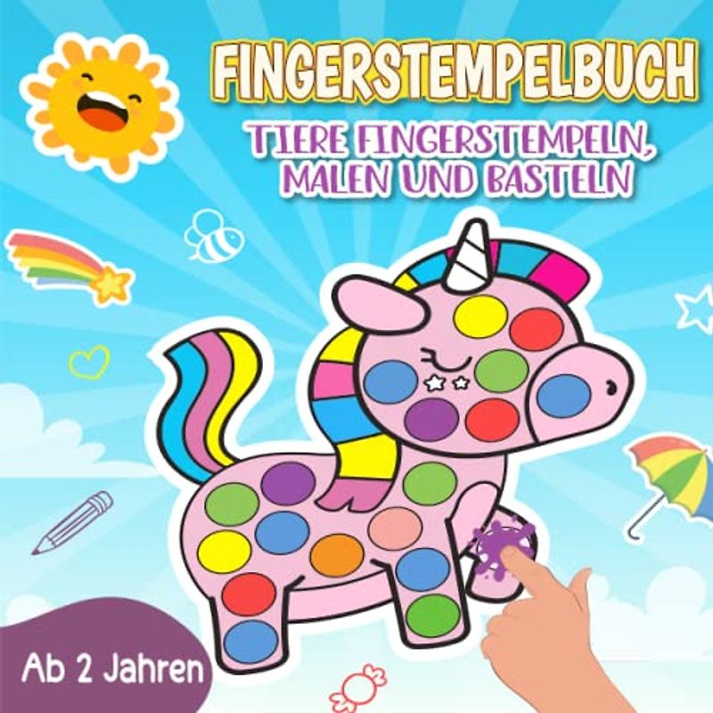 Fingerstempelbuch für Kinder ab 2: Tiere Fingerstempeln, Malen und Basteln