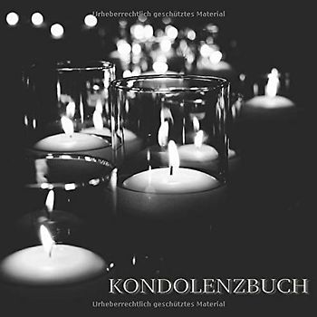 Kondolenzbuch: zum Auslegen auf der Trauerfeier im Kerzen Design das sich durch alle 50 Blanko Seiten des Beerdigung Gästebuchs zieht