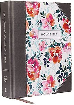 KJV, Journal the Word Bible, Cloth Over Board, Pink Floral, Red Letter Edition, Comfort Print