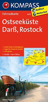 KOMPASS Fahrradkarte 3019 Ostseeküste, Darß, Rostock, 1:70.000
