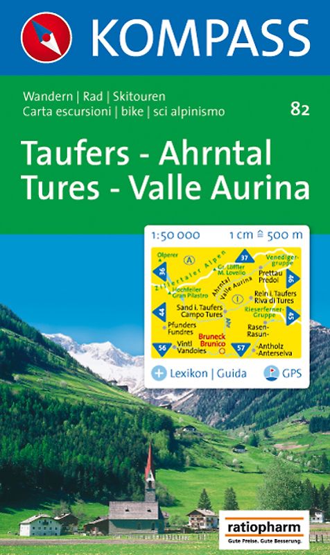 Taufers-Ahrntal /Tures-Valle Aurina. Wanderkarte mit Kurzführer, Radrouten und alpinen Skirouten. Dt. /Ital. GPS-geeignet. 1:50000