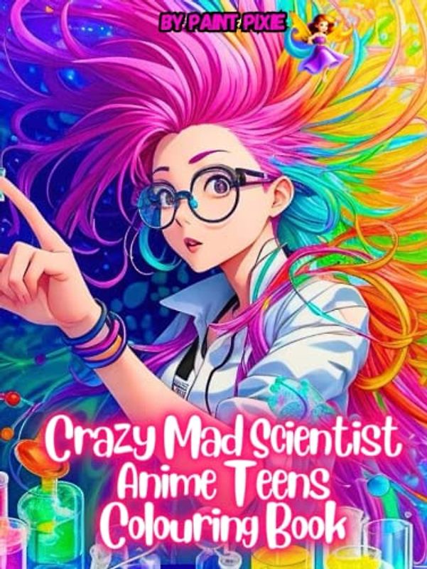 Crazy Mad Scientist Anime Teens Colouring Book