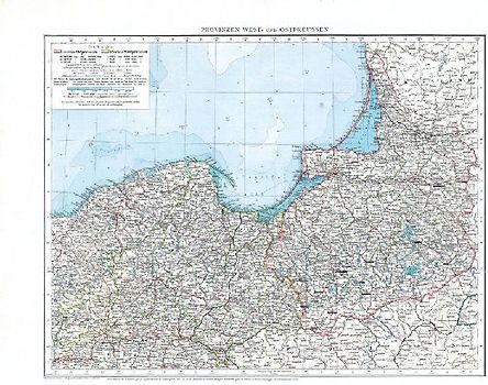 Historische Karte: Provinzen WESTPREUSSEN und OSTPREUSSEN im Deutschen Reich - November 1897 [gerollt]