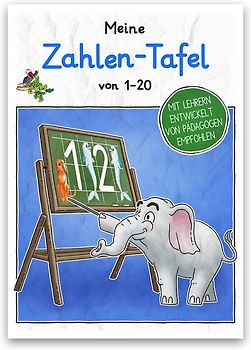 Meine Zahlen-Tafel von 1-20 in Grundschrift. Schreiblernheft in DINA 4, auf 120g/m² Zeichenkarton