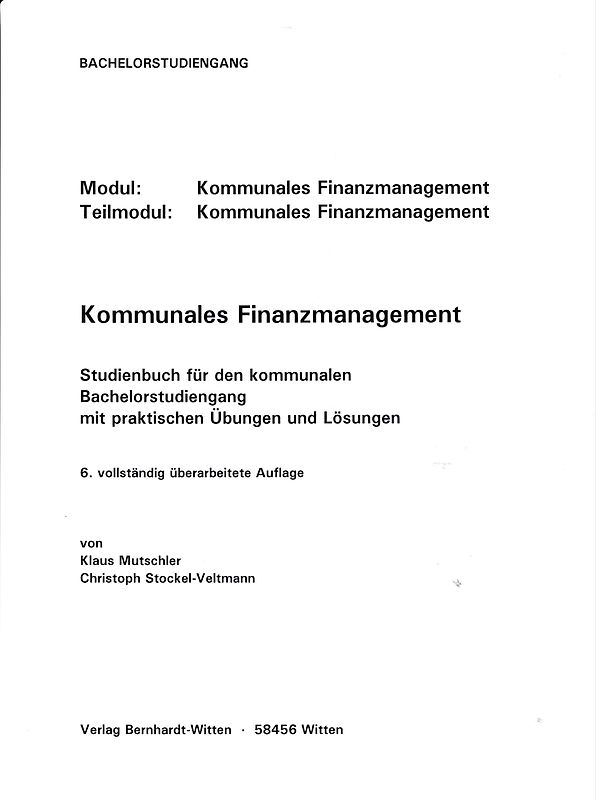 Kommunales Finanzmanagement, Studienbuch für den Bachelorstudiengang