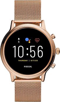 Fossil Julianna HR 44 mm roségold et bracelet Milanais or [Wi-Fi, 5. Génération]