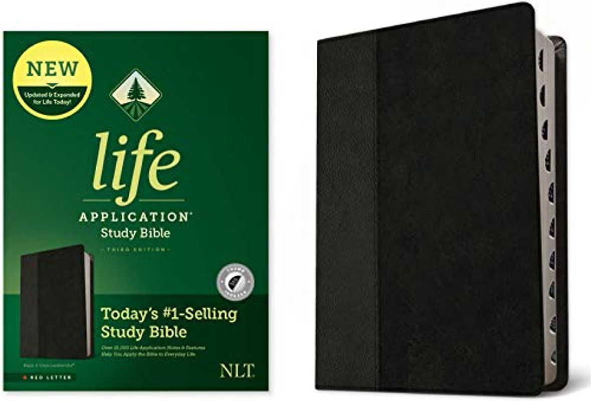 NLT Life Application Study Bible, Third Edition (Leatherlike, Black/Onyx, Indexed, Red Letter)