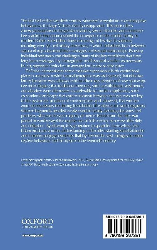 Birth Control, Sex, and Marriage in Britain 1918-1960