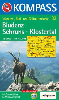 Bludenz- Schruns - Klostertal. Mit Tourenführer, Radwegen und alpinen Skirouten. GPS-geeignet. 1:50000